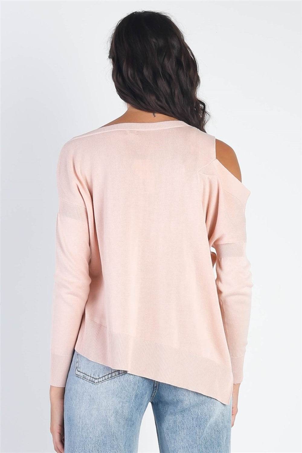 UNIQ Cold Shoulder Long Sleeve Knit Top - DaTrendStore.Com