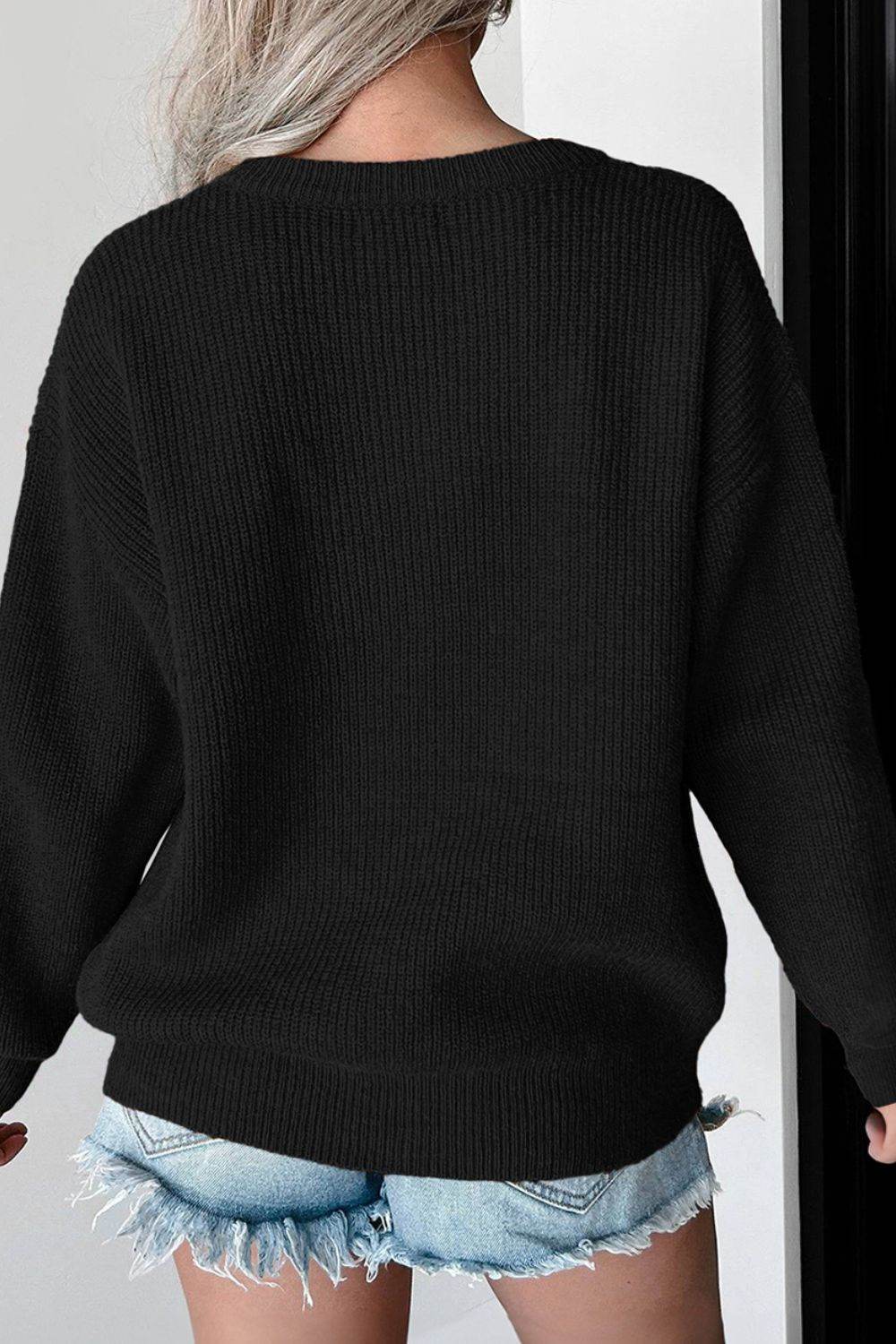 HELLO PUMPKIN Round Neck Long Sleeve Sweater - DaTrendStore.Com