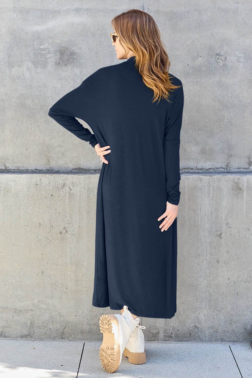 Basic Bae Full Size Open Front Long Sleeve Cover Up - DaTrendStore.Com