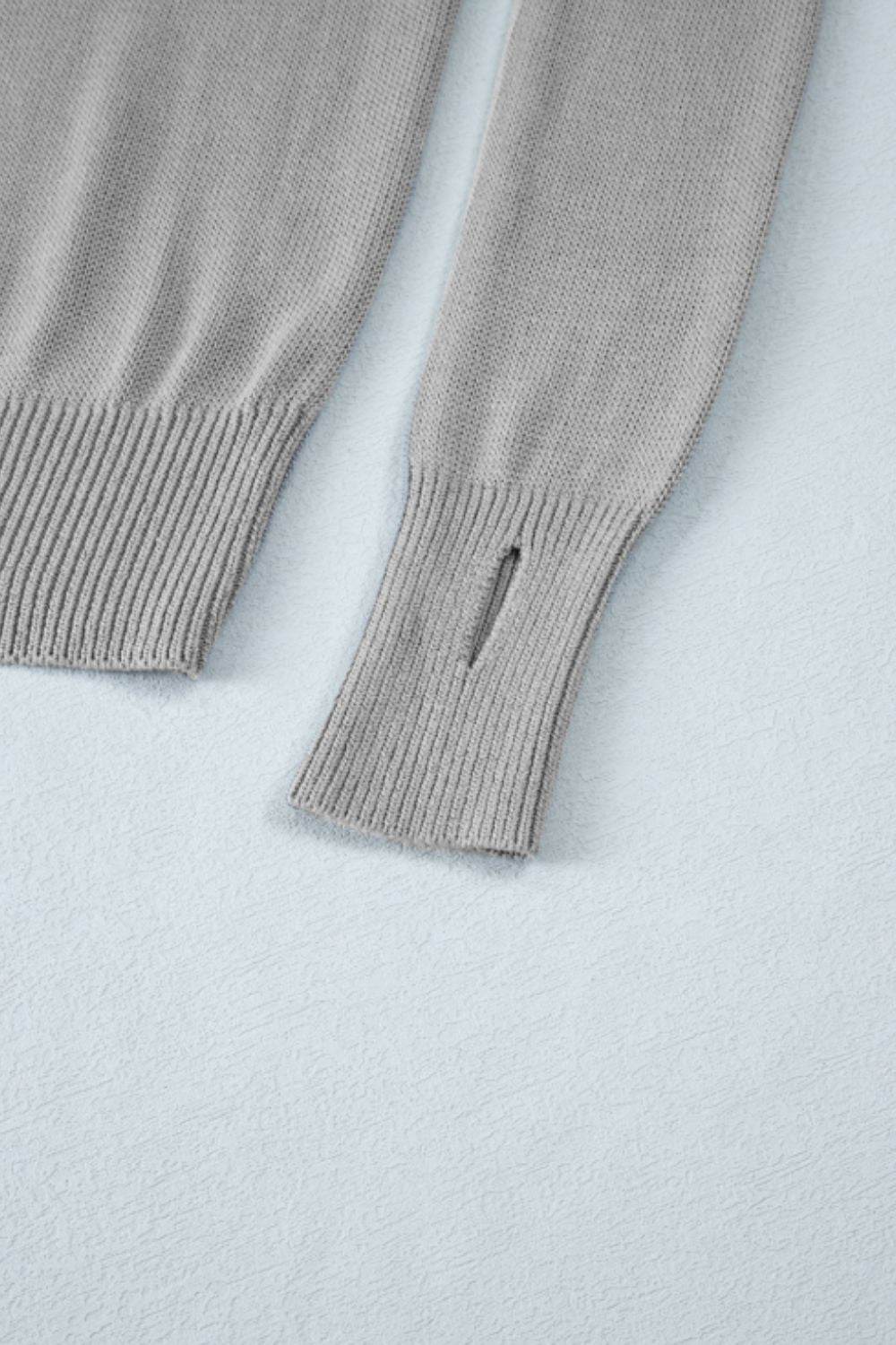 Ribbed Hem Round Neck Long Sleeve Sweater - DaTrendStore.Com