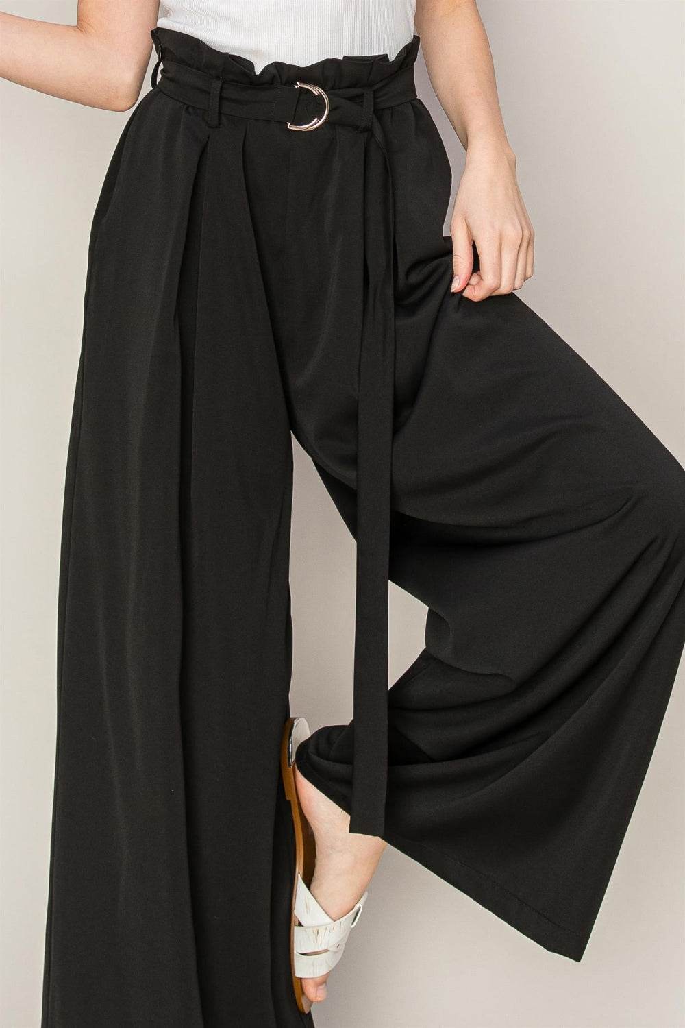 HYFVE Paperbag Waist Wide Leg Pants - DaTrendStore.Com