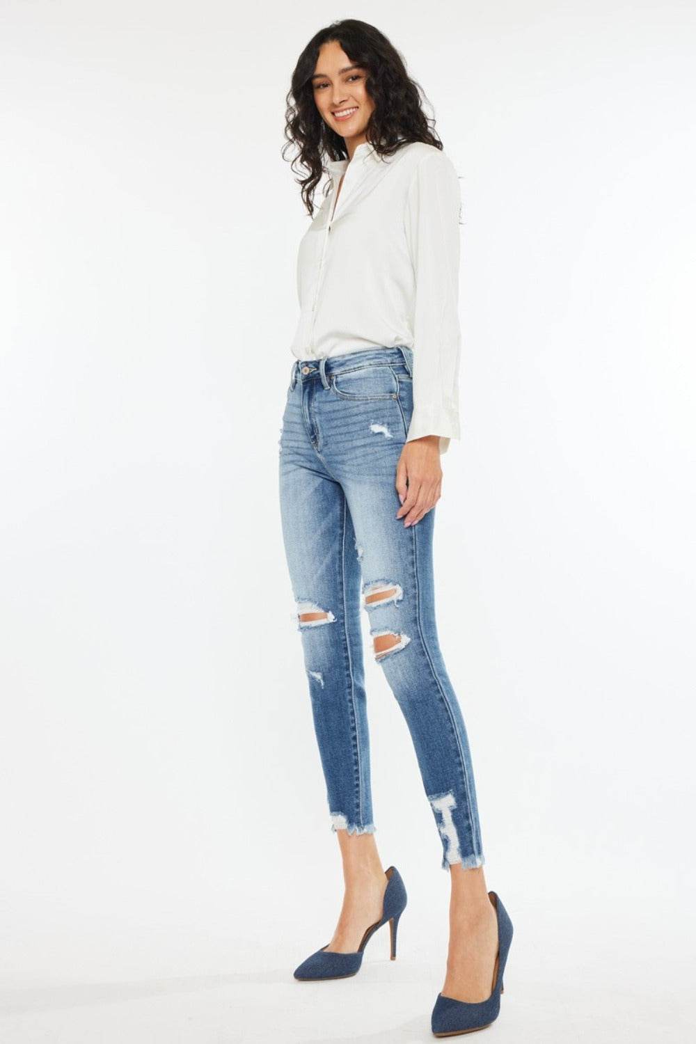 Kancan High Rise Frayed Ankle Skinny Jeans - DaTrendStore.Com