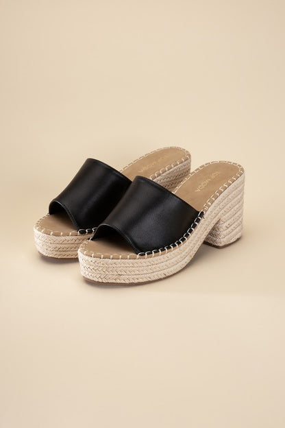 LOCK-1 Espadrille Mule Heels