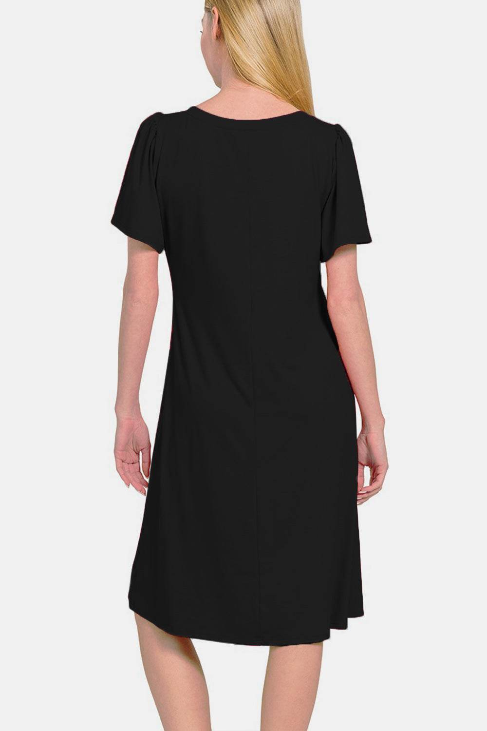 Zenana V-Neck Short Sleeve Dress - DaTrendStore.Com