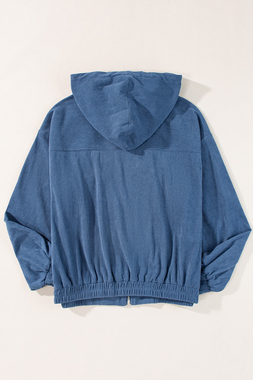 Corduroy Zip Up Long Sleeve Hooded Jacket