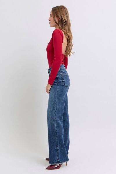 Judy Blue Full Size Raw Hem Mid Rise Jeans - DaTrendStore.Com