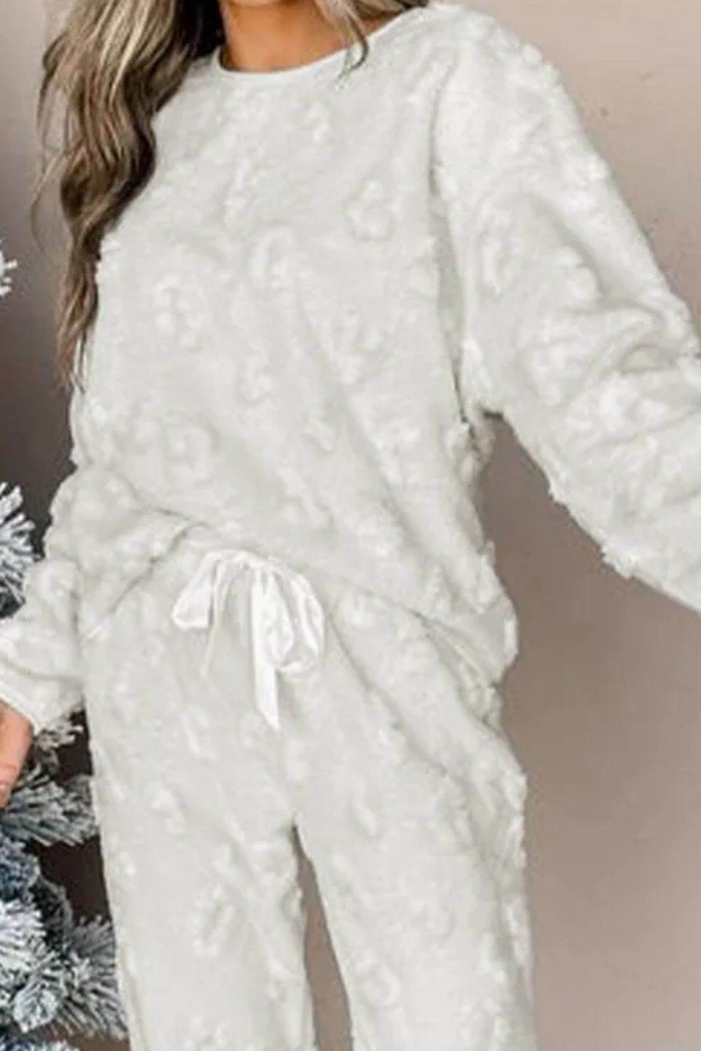 Round Neck Long Sleeve Top and Pants Lounge Set - DaTrendStore.Com
