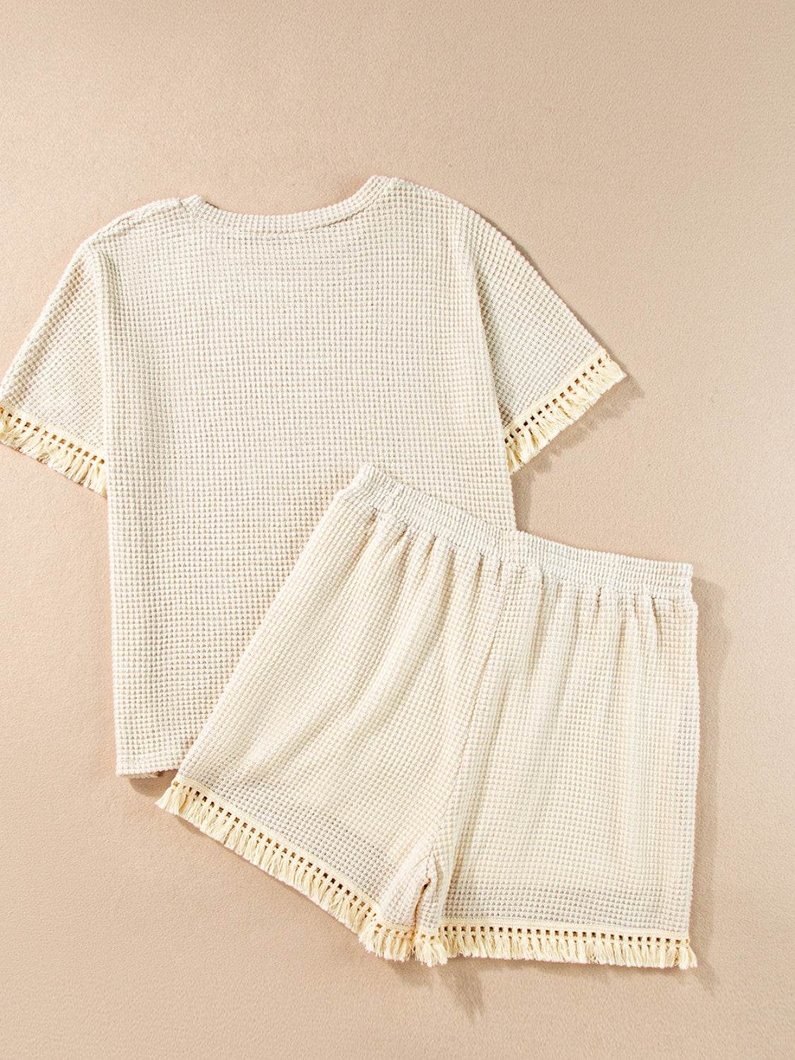 Tassel Round Neck Top and Shorts Set - DaTrendStore.Com