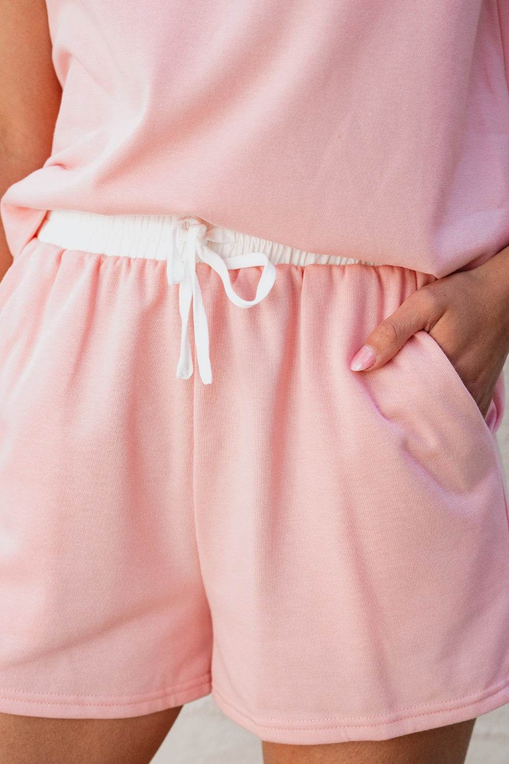 Ruffled Notched Top and Drawstring Shorts Set - DaTrendStore.Com