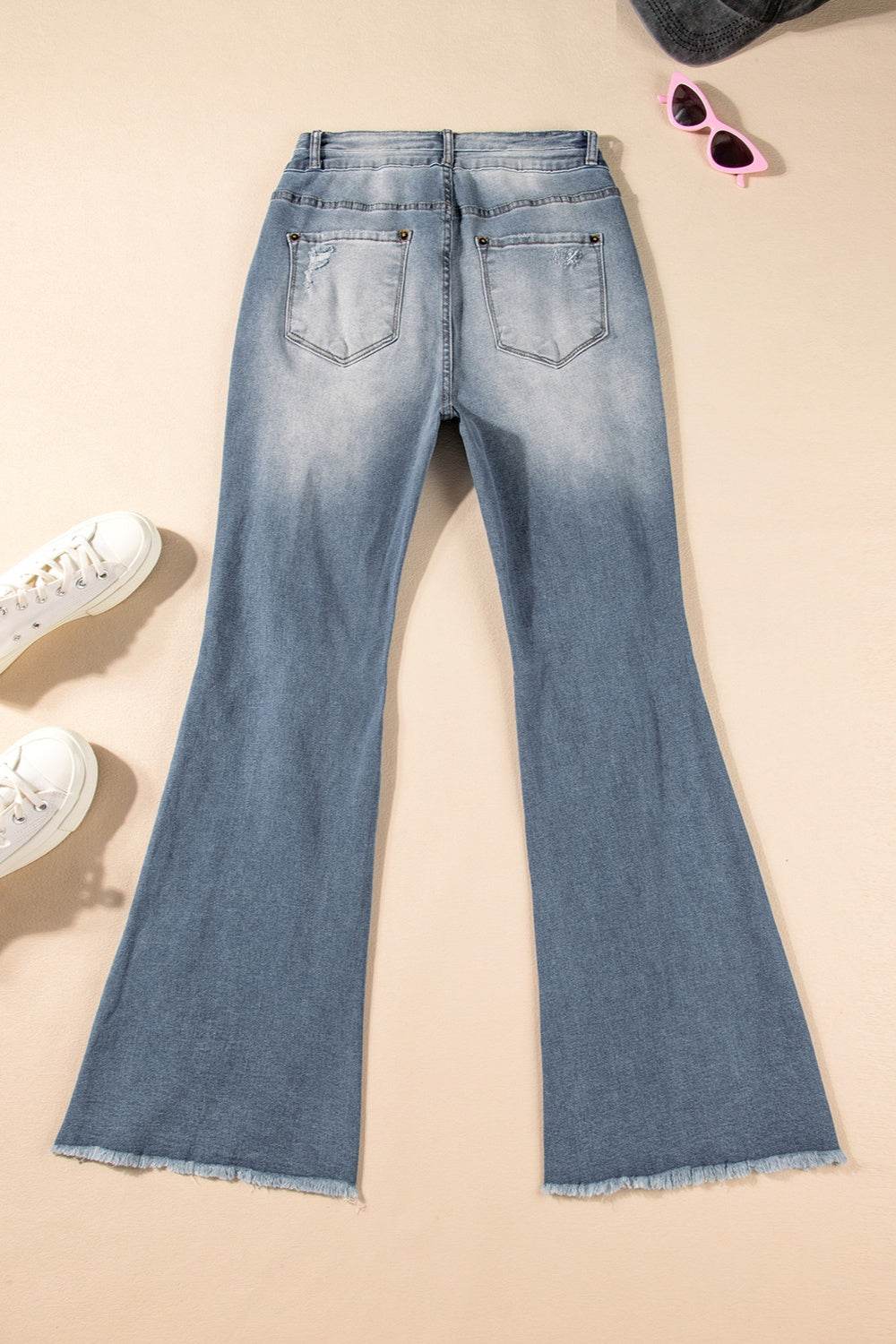Distressed Raw Hem Bootcut Jeans - DaTrendStore.Com