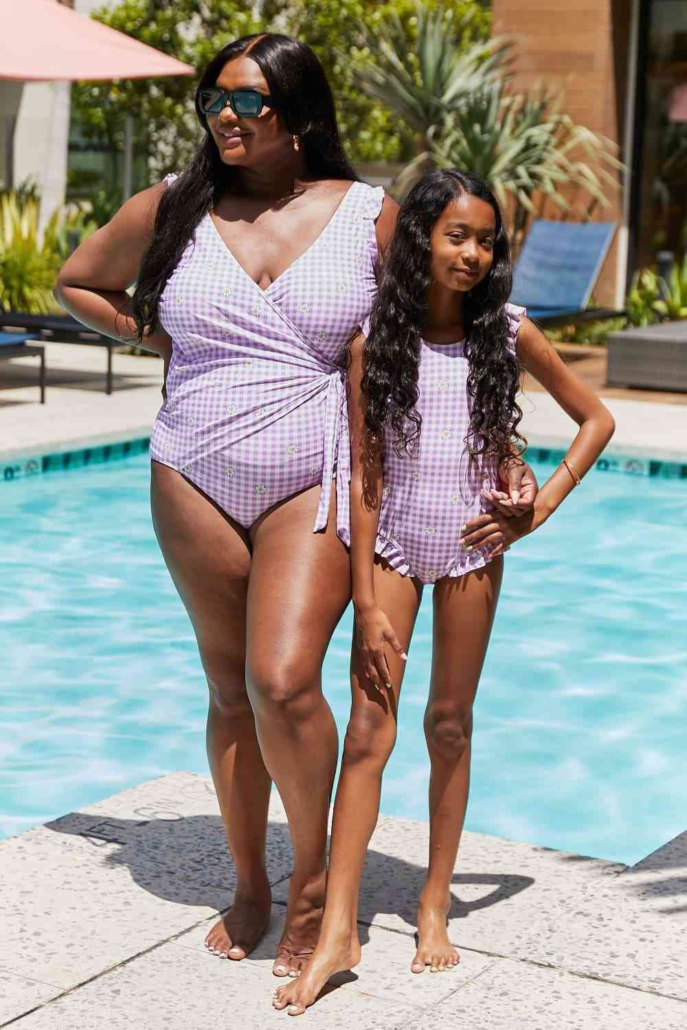 Marina West Swim Full Size Float On Ruffle Faux Wrap One-Piece in Carnation Pink - DaTrendStore.Com