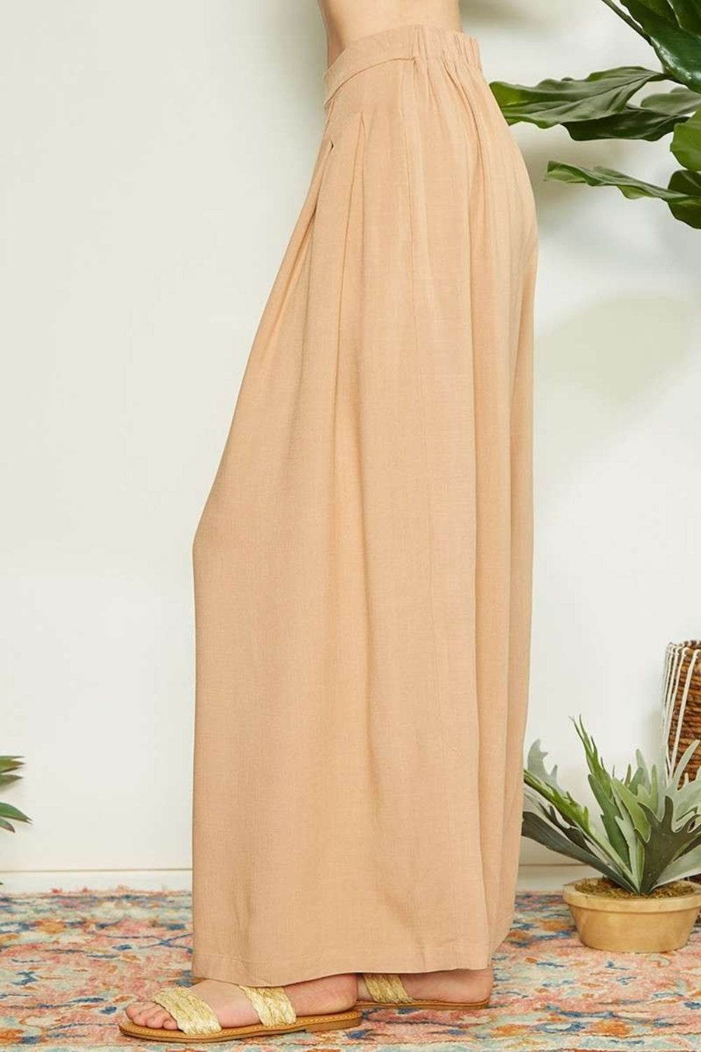 Mittoshop Wrap Pleating Detail Wide Leg Pants - DaTrendStore.Com