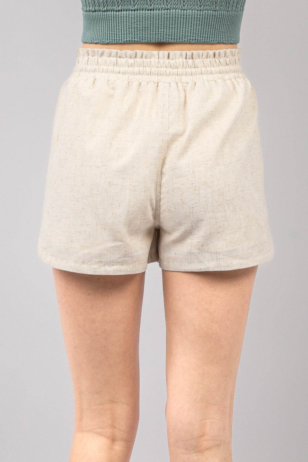 VERY J Drawstring Elastic Waist Linen Shorts - DaTrendStore.Com