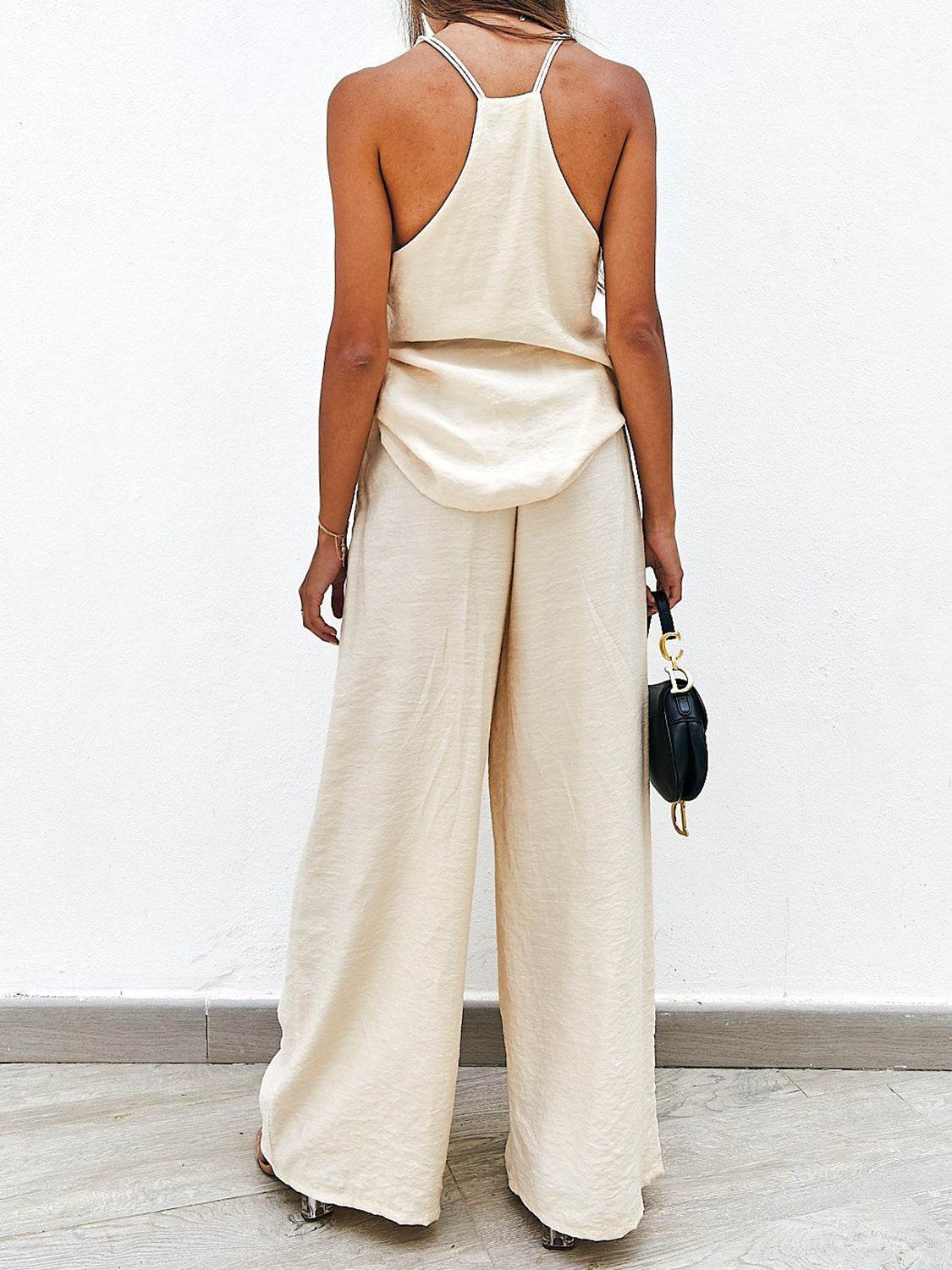 Spaghetti Strap Cami and Wide Leg Pants Set - DaTrendStore.Com
