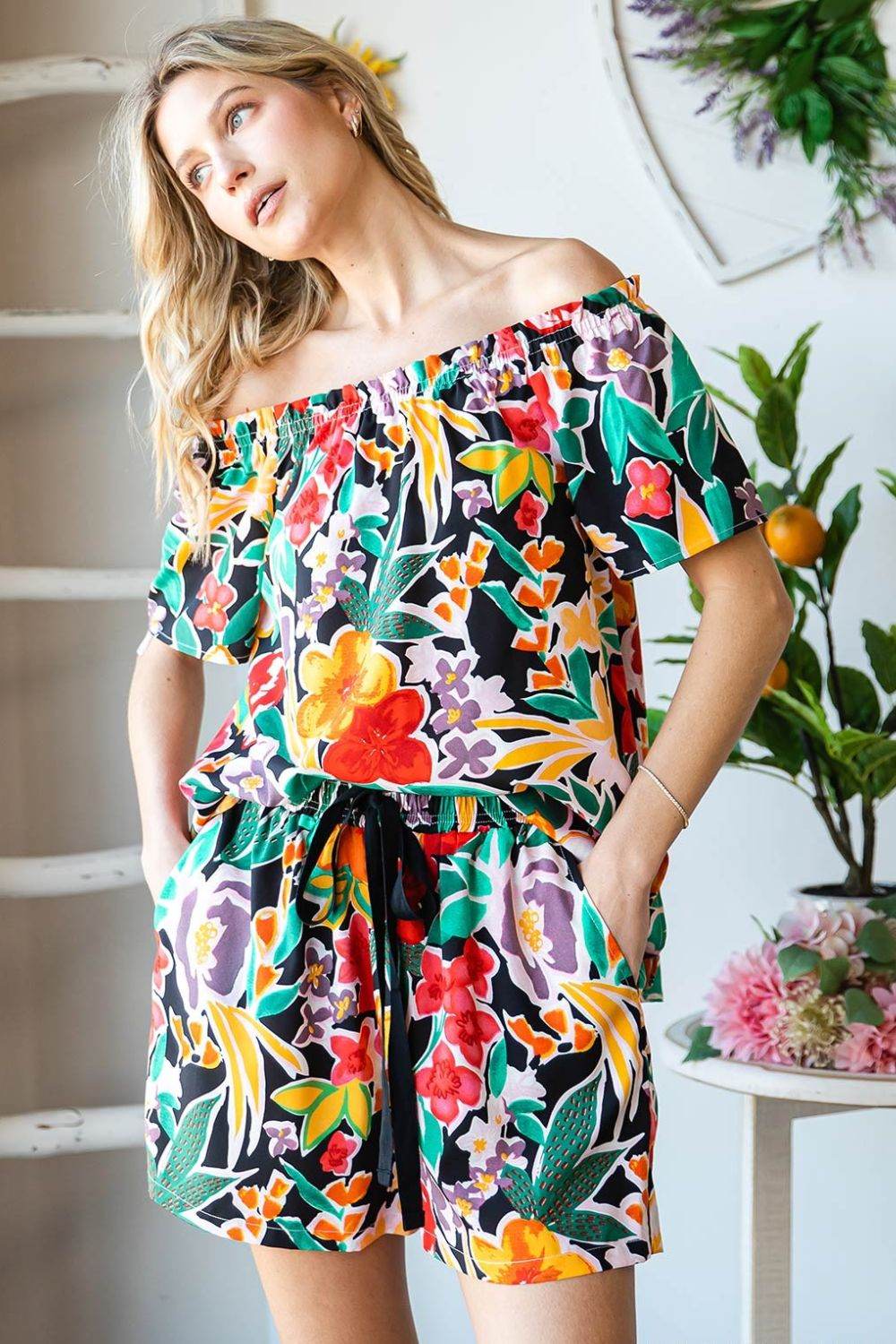 Cotton Bleu by Nu Label Floral Off-Shoulder Top - DaTrendStore.Com