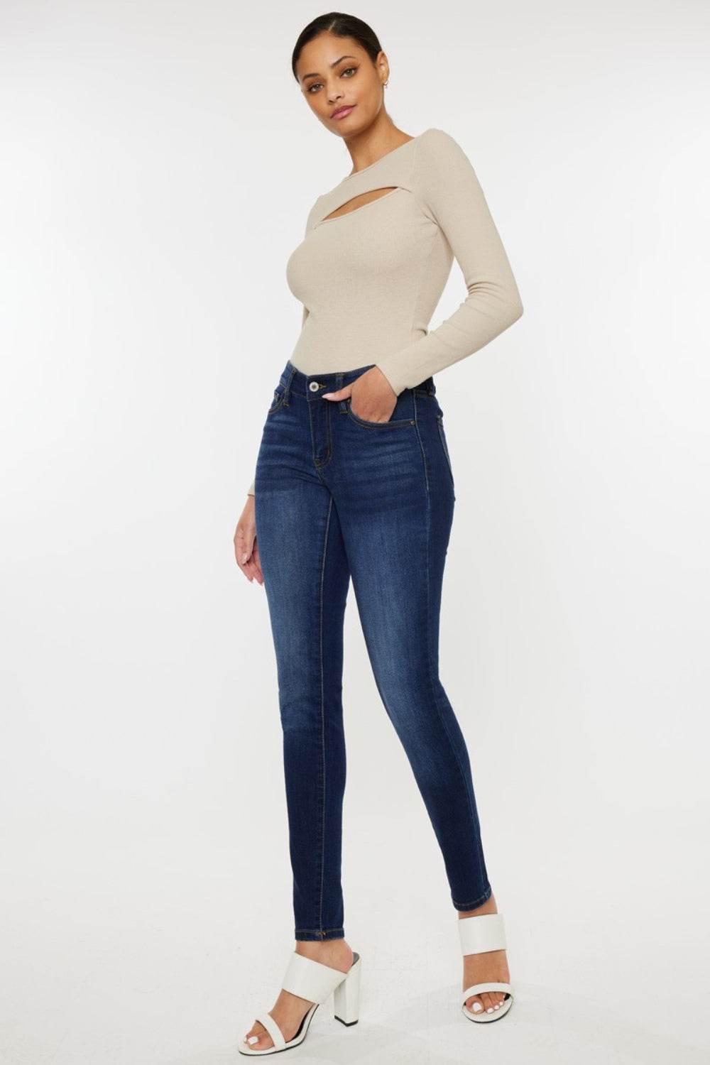Kancan Mid Rise Gradient Skinny Jeans - DaTrendStore.Com