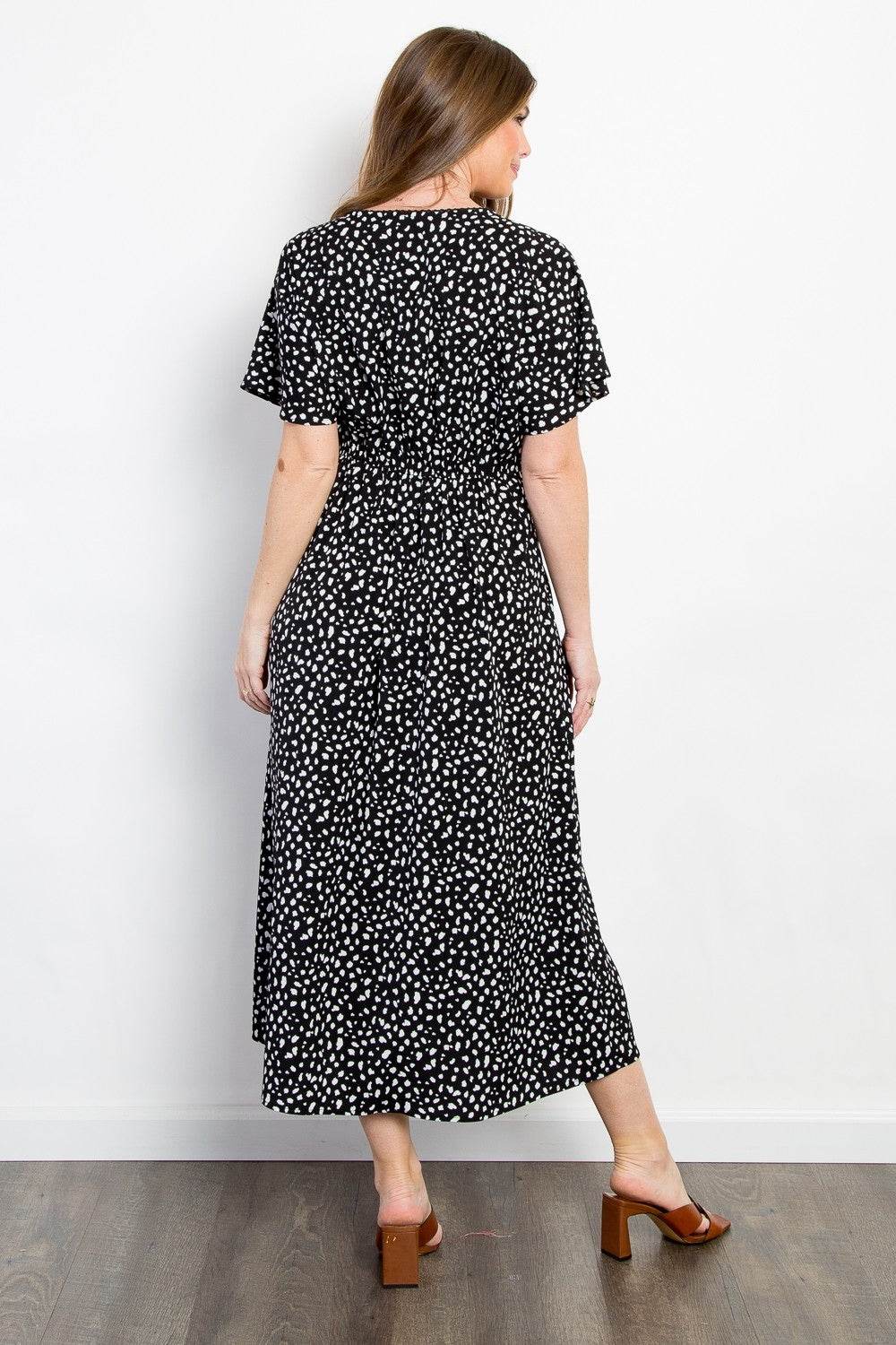 Be Stage Full Size Printed Smocked Waist Dress - DaTrendStore.Com