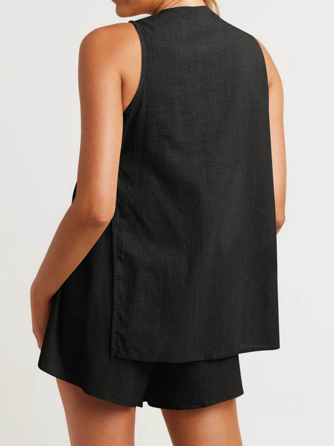 Full Size Button Up Top and Shorts Set - DaTrendStore.Com
