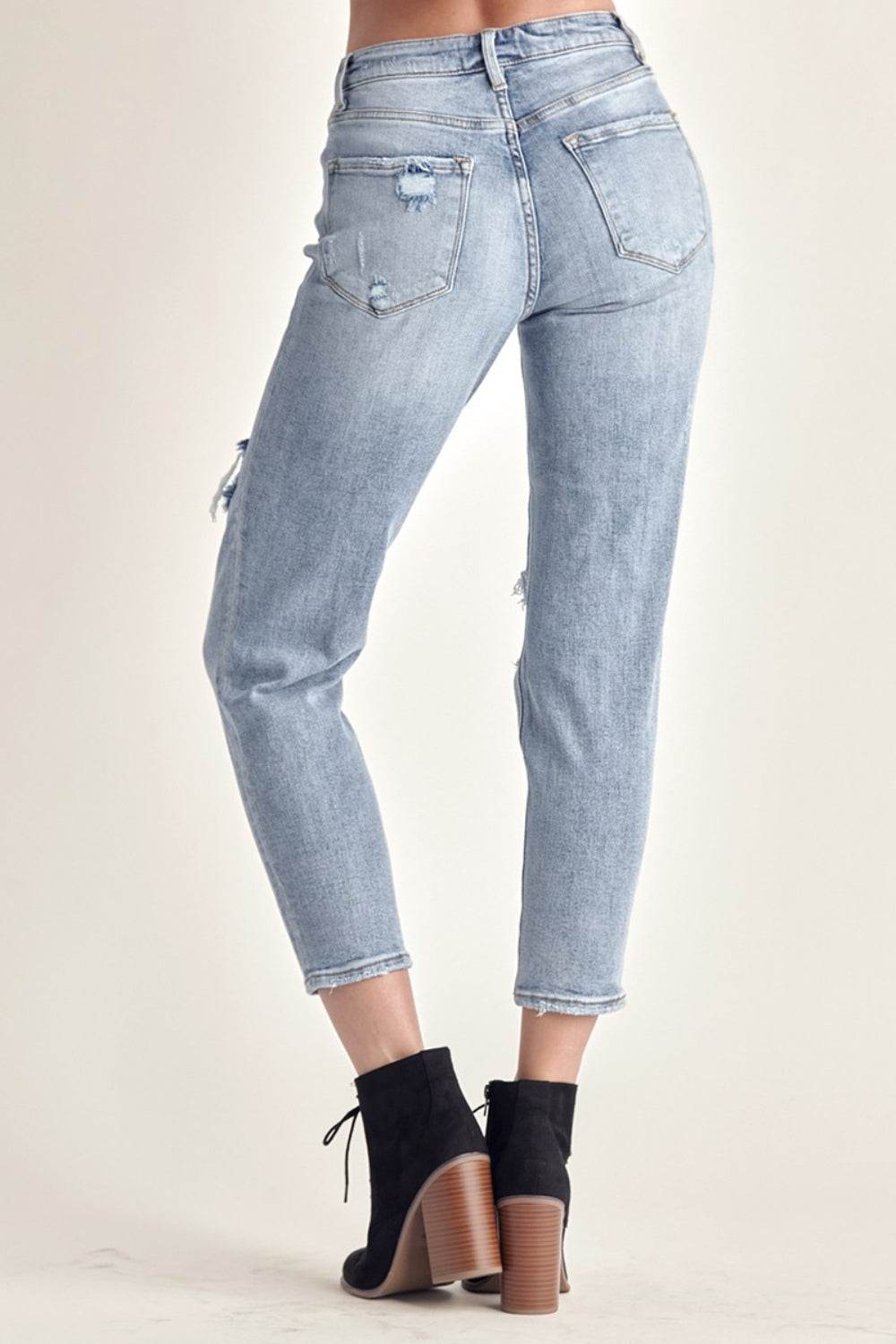 RISEN Distressed Slim Cropped Jeans - DaTrendStore.Com
