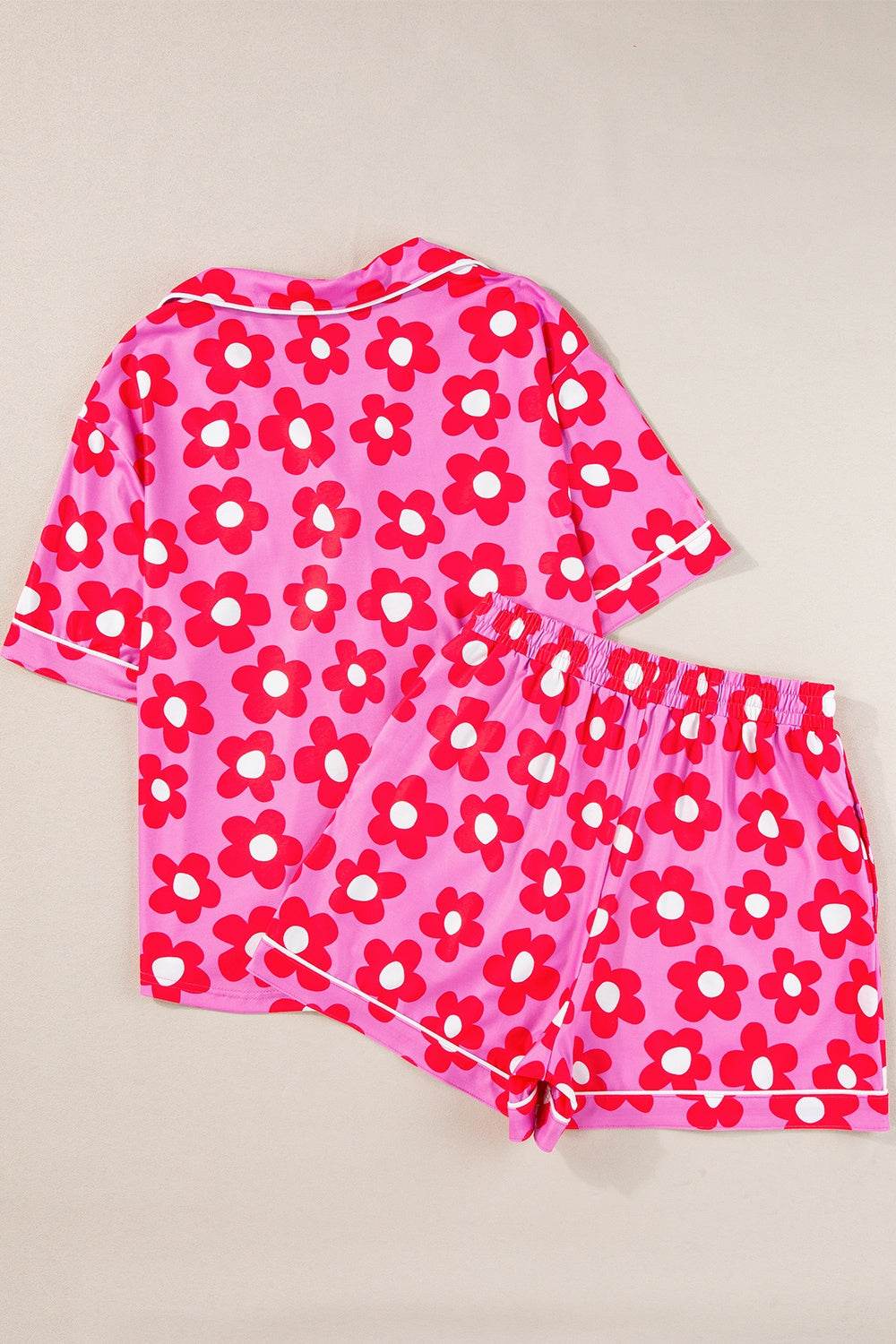 Pocketed Flower Half Sleeve Top and Shorts Lounge Set - DaTrendStore.Com