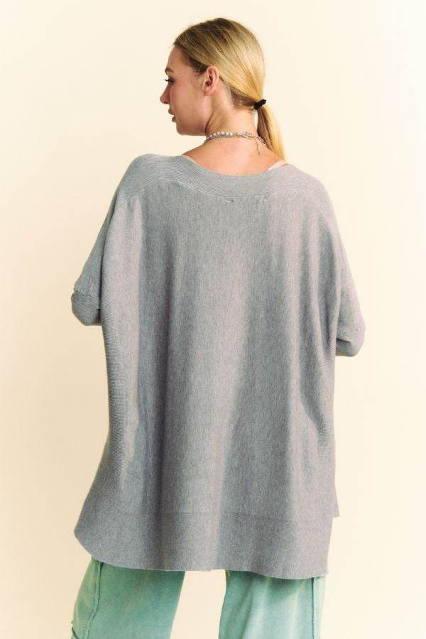 Davi & Dani Round Neck Dropped Shoulder Long Sleeve Knit Top - DaTrendStore.Com