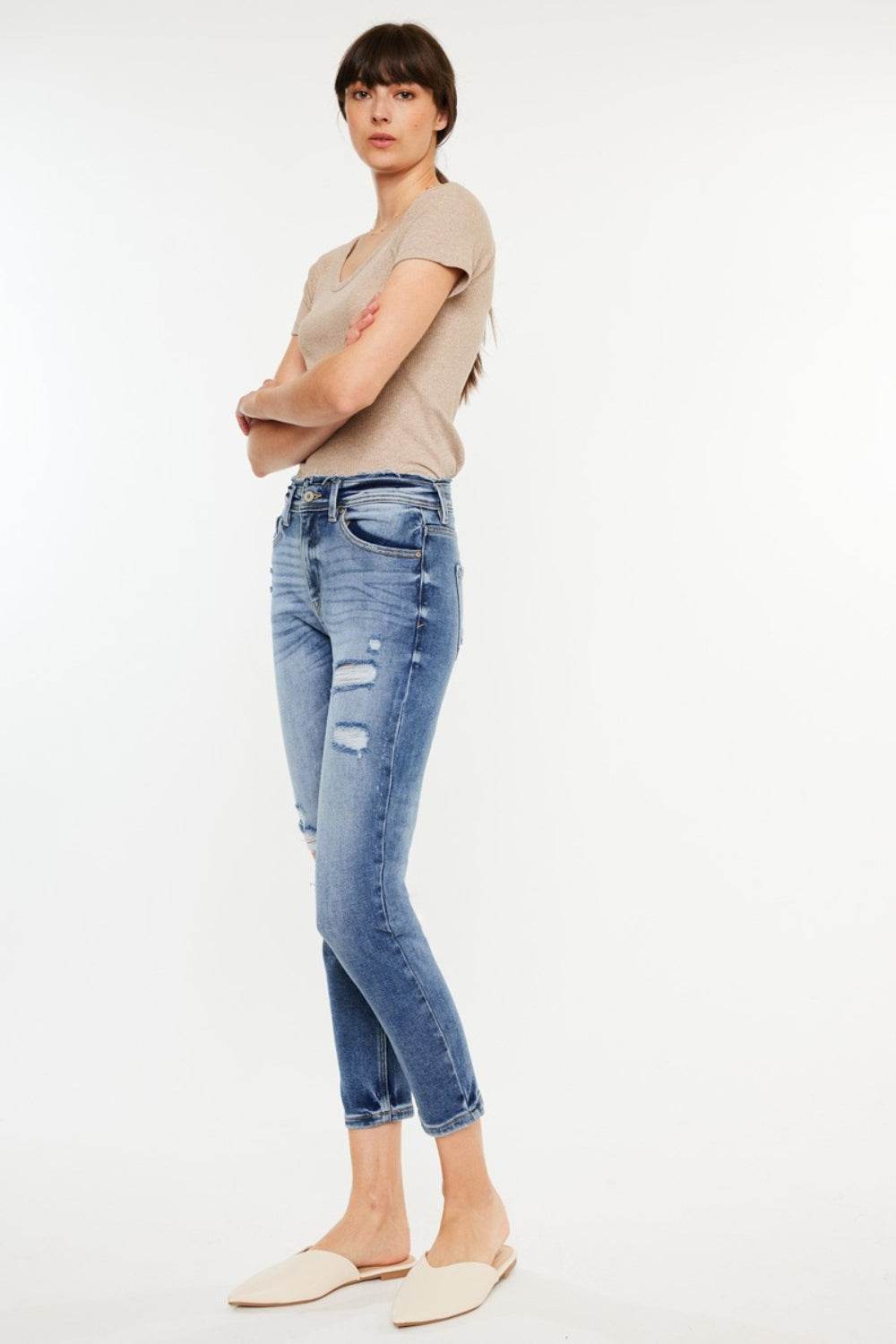 Kancan High Rise Distressed Mom Jeans - DaTrendStore.Com