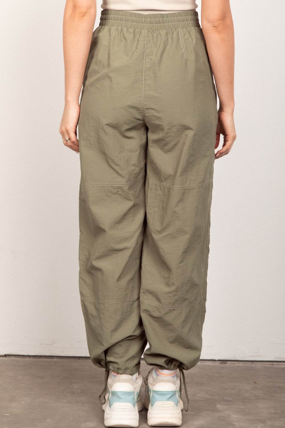 VERY J Drawstring Woven Parachute Joggers - DaTrendStore.Com