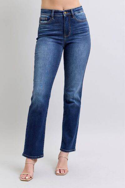 Judy Blue Full Size Washed Straight Leg Jeans with Pockets - DaTrendStore.Com