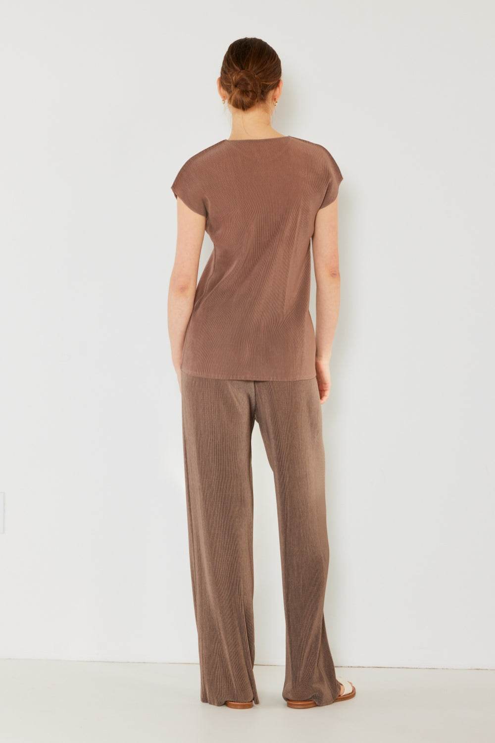 Marina West Swim Rib Pleated Cap Sleeve Top - DaTrendStore.Com