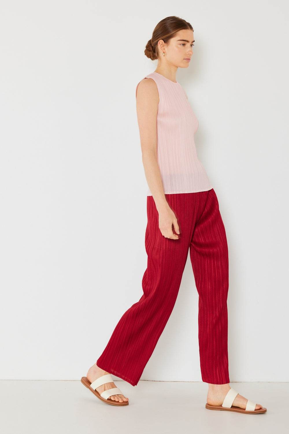 Marina West Swim Pleated Elastic-Waist Straight Pants - DaTrendStore.Com