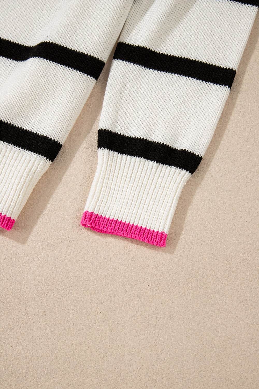 Striped Round Neck Drop Shoulder Sweater - DaTrendStore.Com