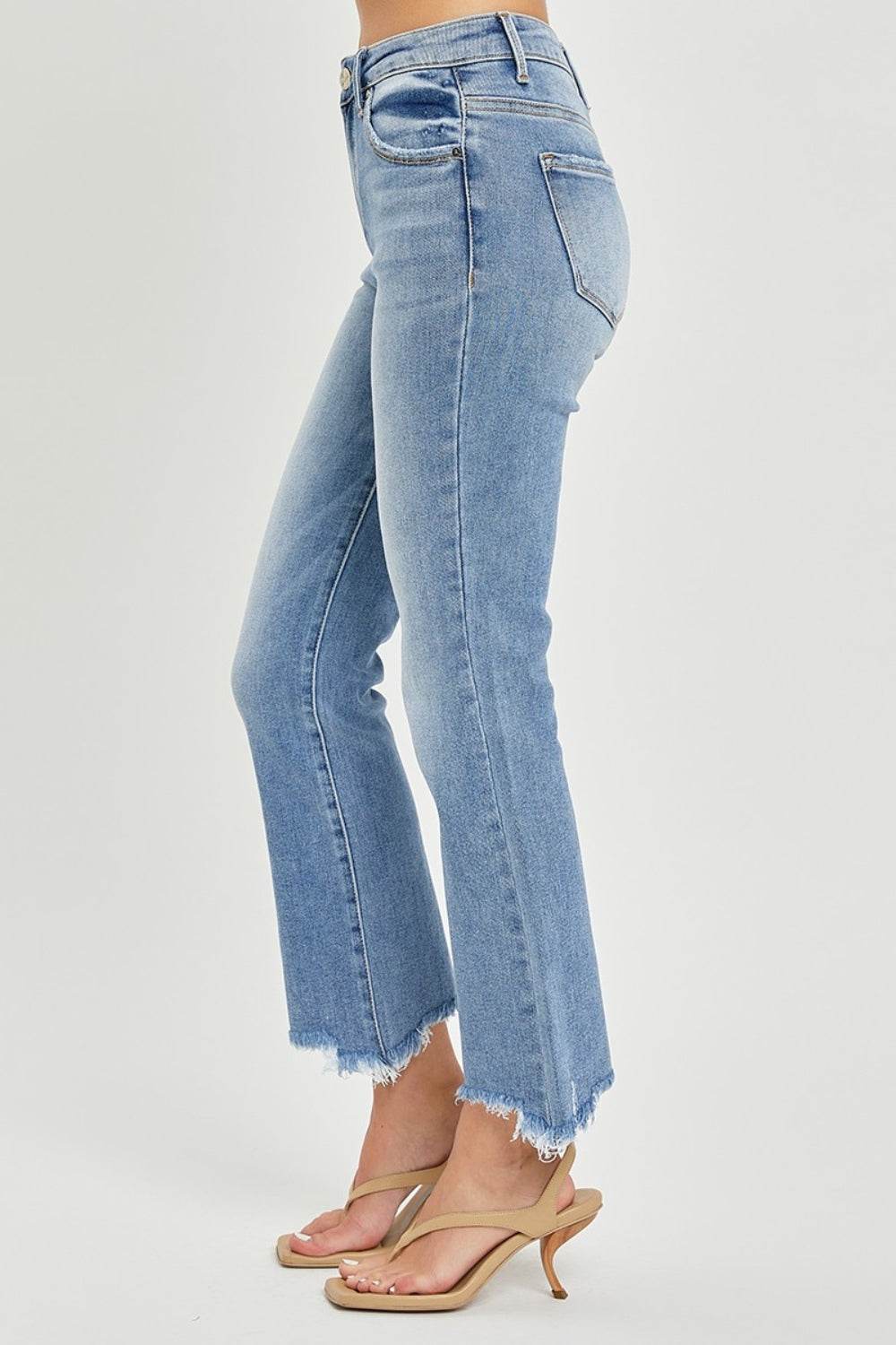 RISEN Full Size Frayed Hem Cropped Straight Jeans - DaTrendStore.Com