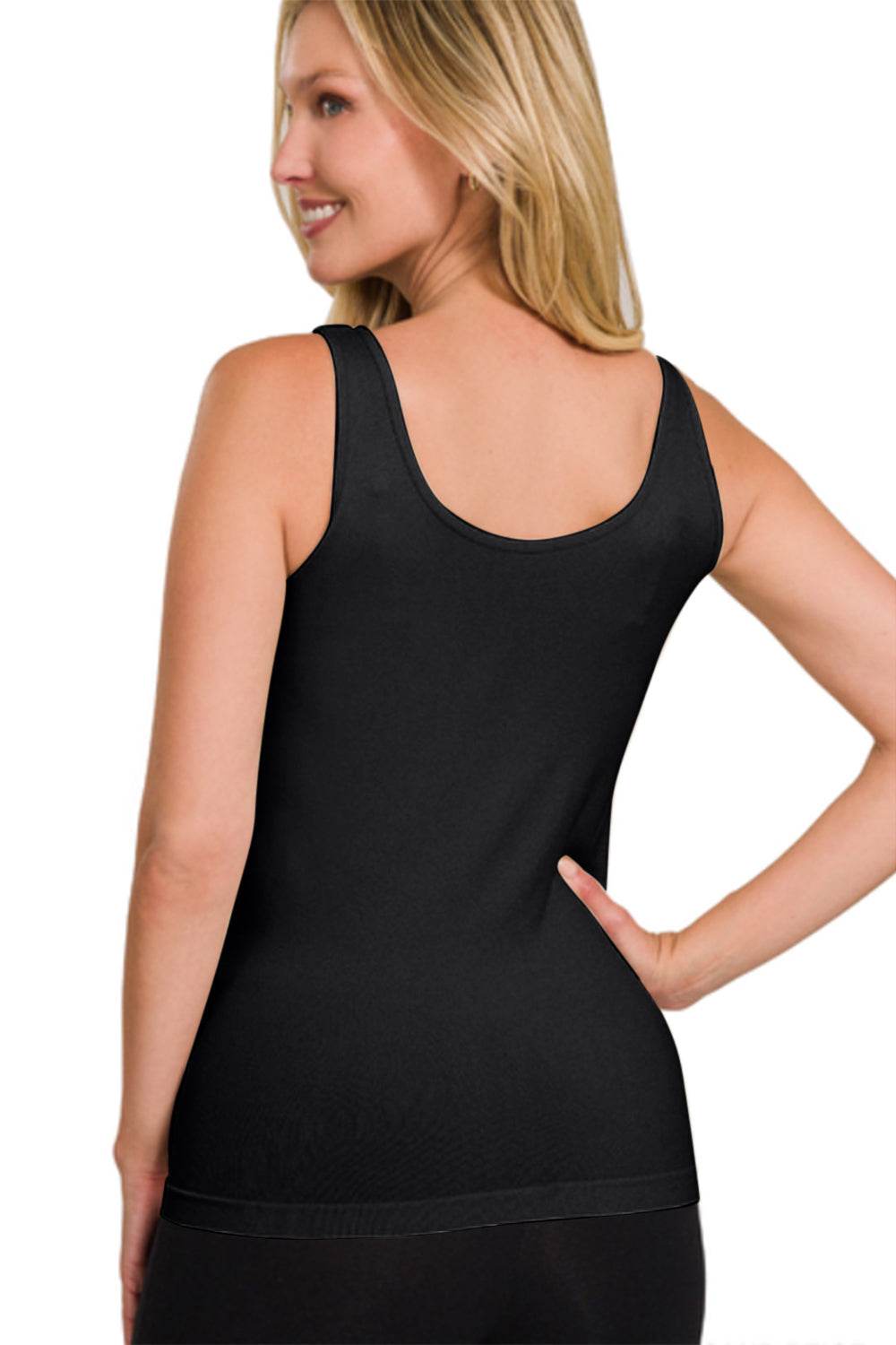Zenana FRONT & BACK 2-WAY V-NECK / U-NECK SEAMLESS TANK - DaTrendStore.Com