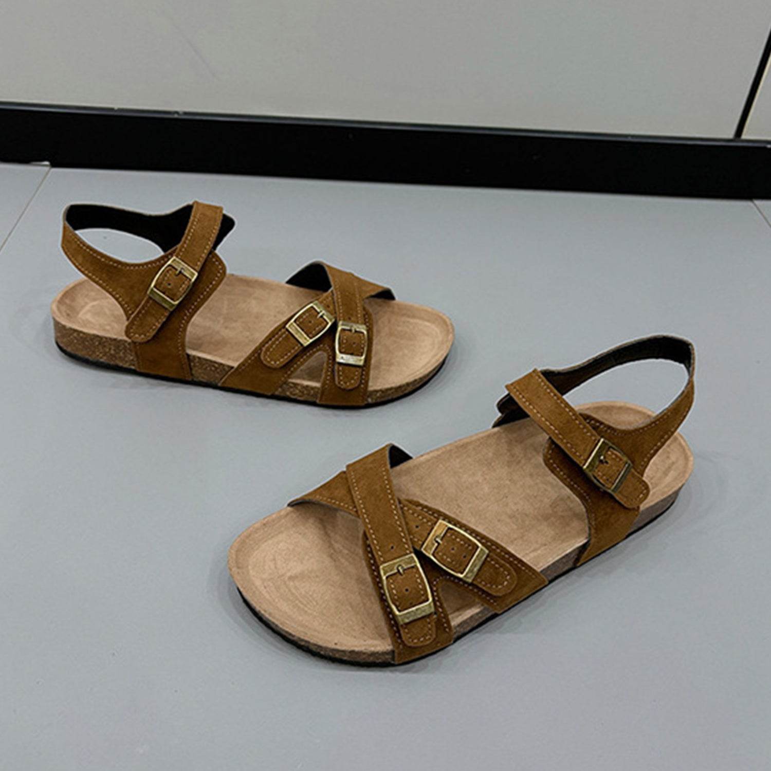 Open Toe Flat Buckle Sandals - DaTrendStore.Com
