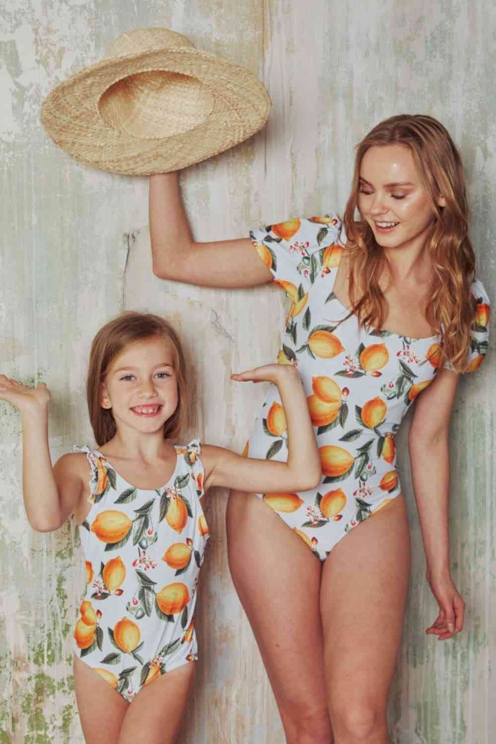 Marina West Swim Salty Air Puff Sleeve One-Piece in Citrus Orange - DaTrendStore.Com