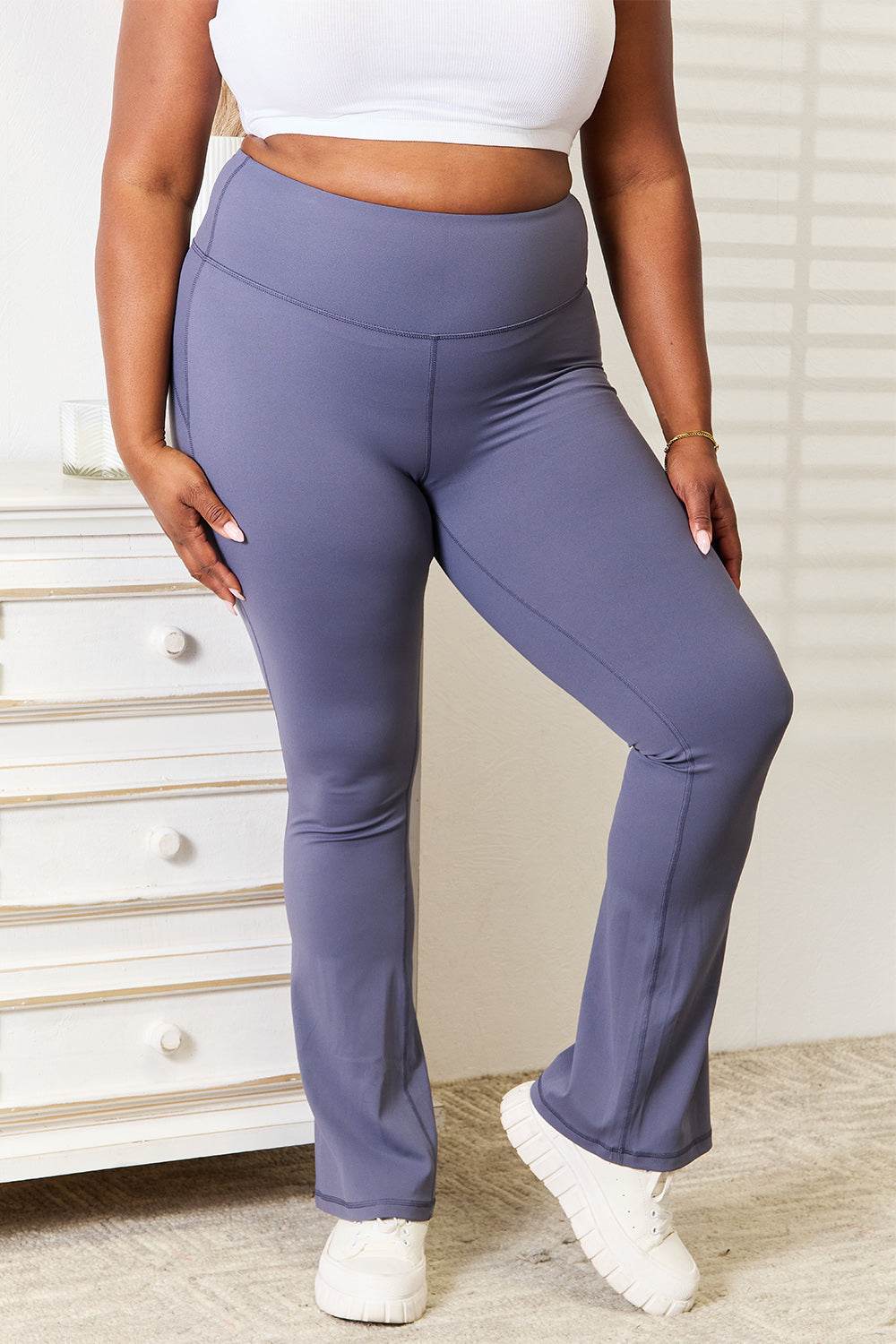 Millennia Basic Bae Wide Waistband Bootcut Sports Pants - DaTrendStore.Com