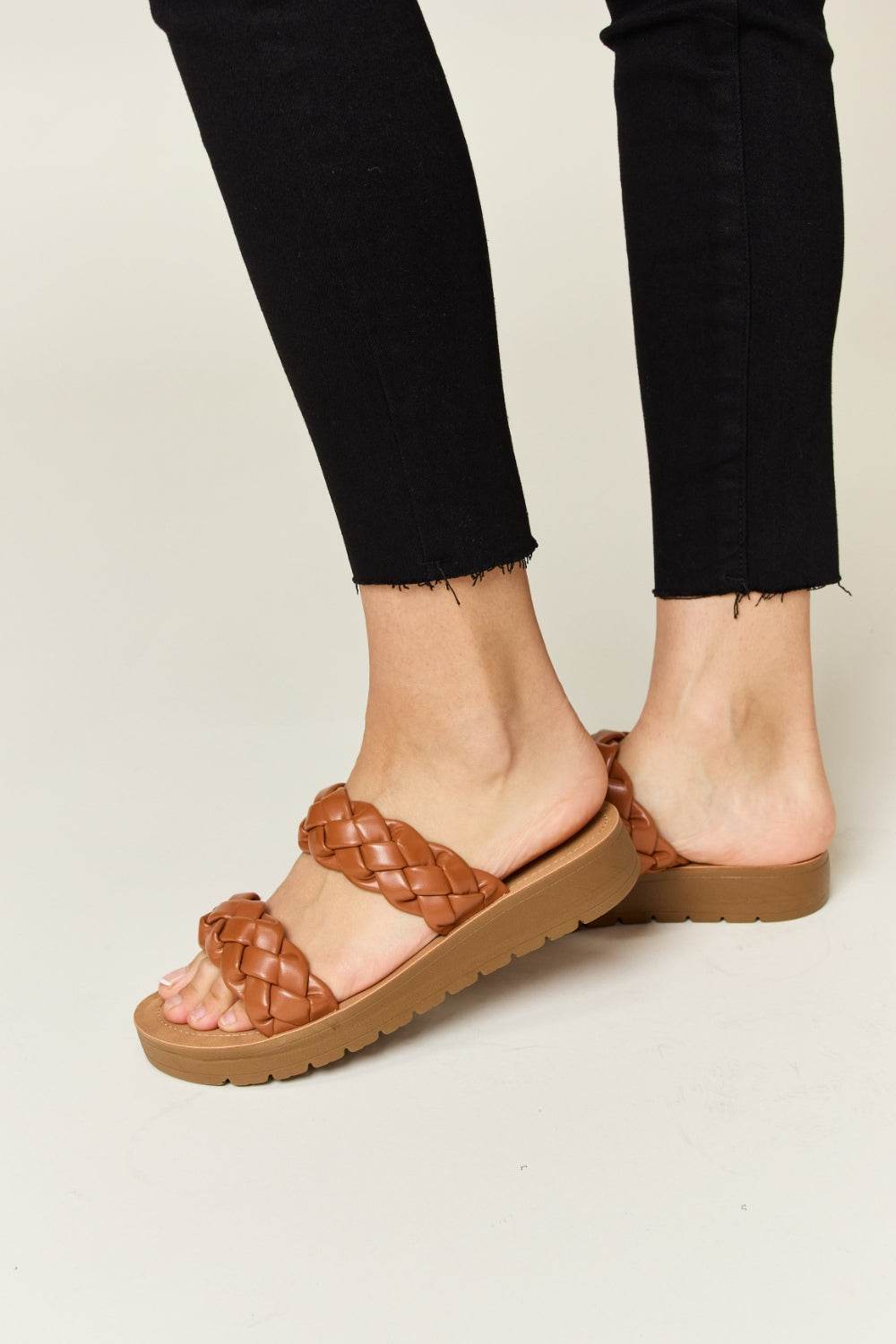 WILD DIVA Woven Dual Band Platform Sandals - DaTrendStore.Com