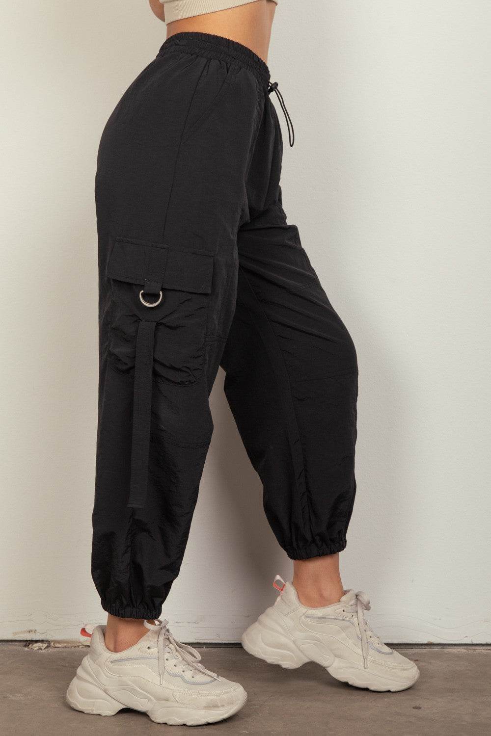VERY J Elastic Waist Woven Cargo Pants - DaTrendStore.Com
