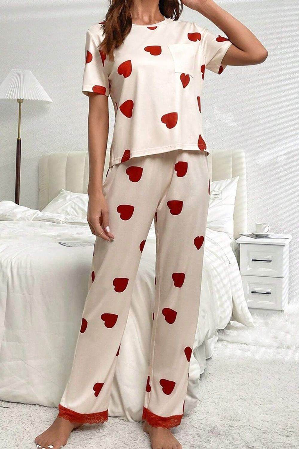 Pocketed Round Neck Top and Drawstring Pants Lounge Set - DaTrendStore.Com