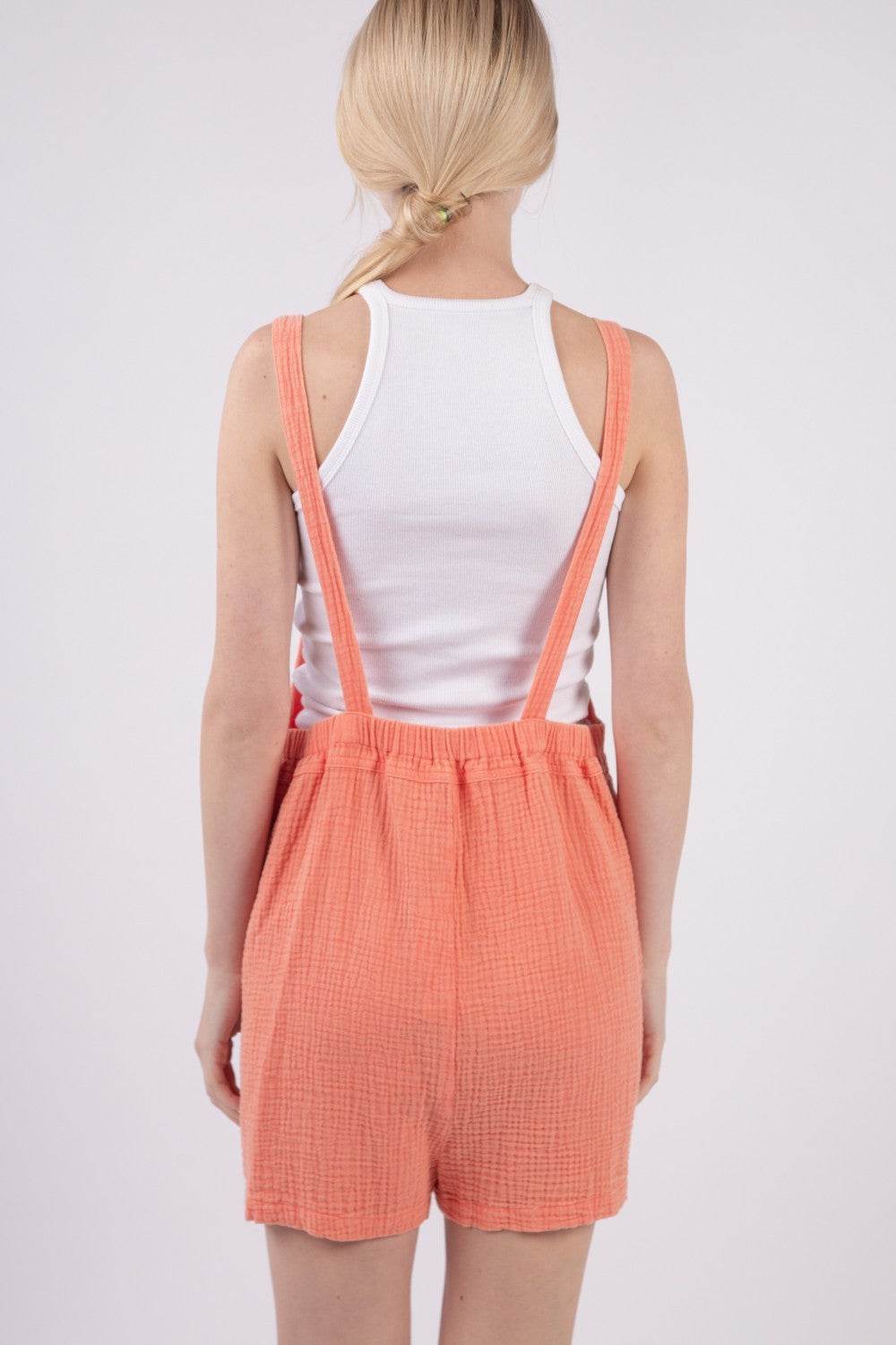 VERY J Sleeveless Double Gauze Overalls with Pockets - DaTrendStore.Com