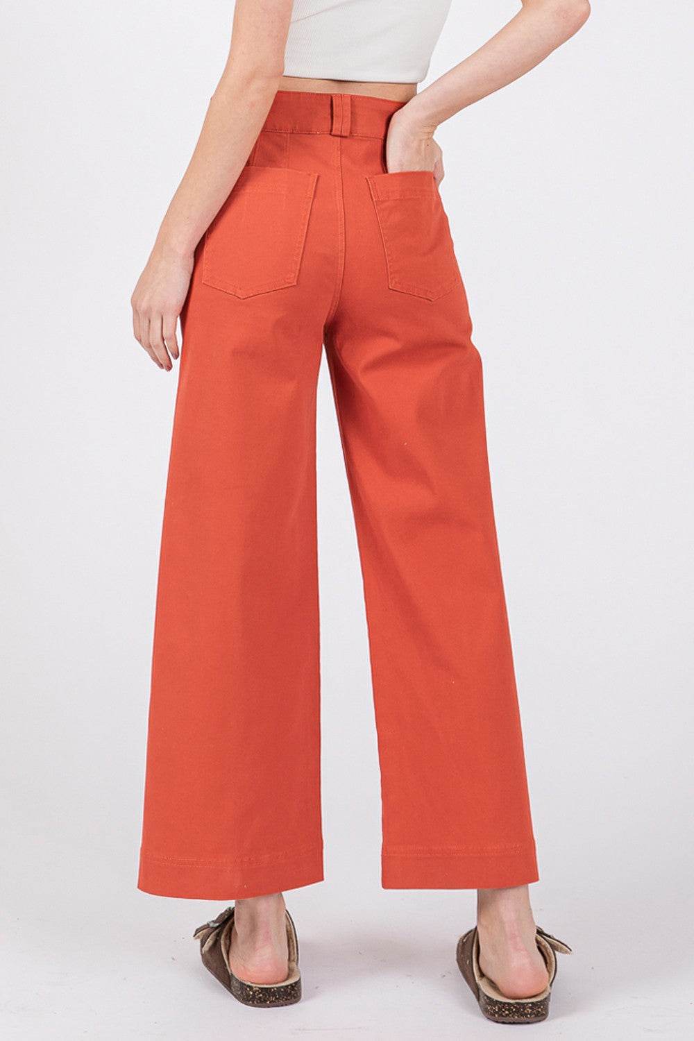 SAGE + FIG Wide Leg Cropped Pants - DaTrendStore.Com