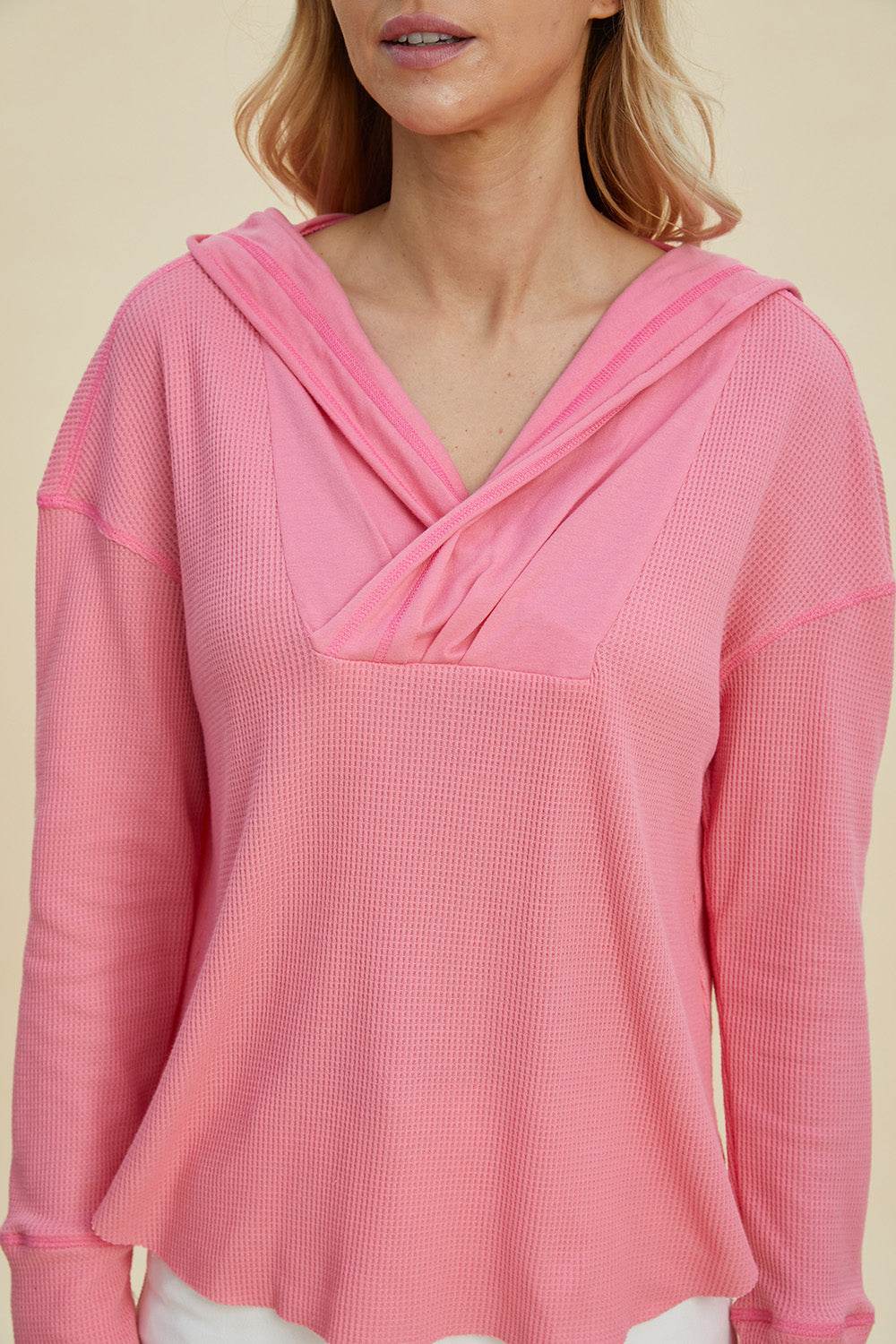 Double Take Full Size High-Low Dropped Shoulder Long Sleeve Hoodie - DaTrendStore.Com