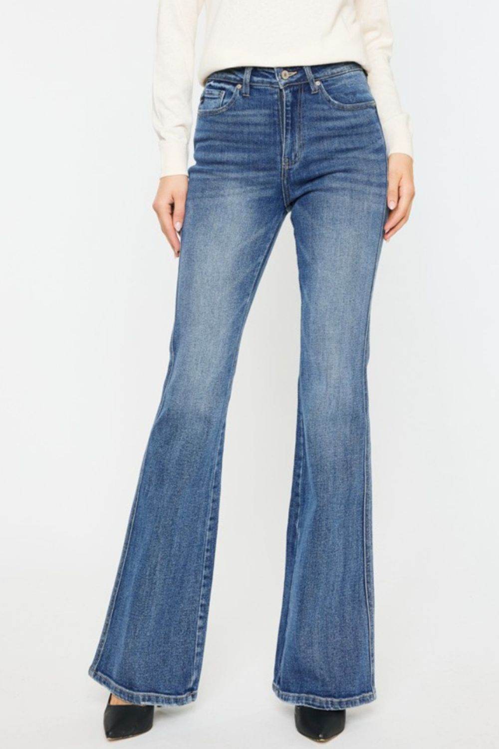 Kancan Cat's Whiskers High Waist Flare Jeans - DaTrendStore.Com