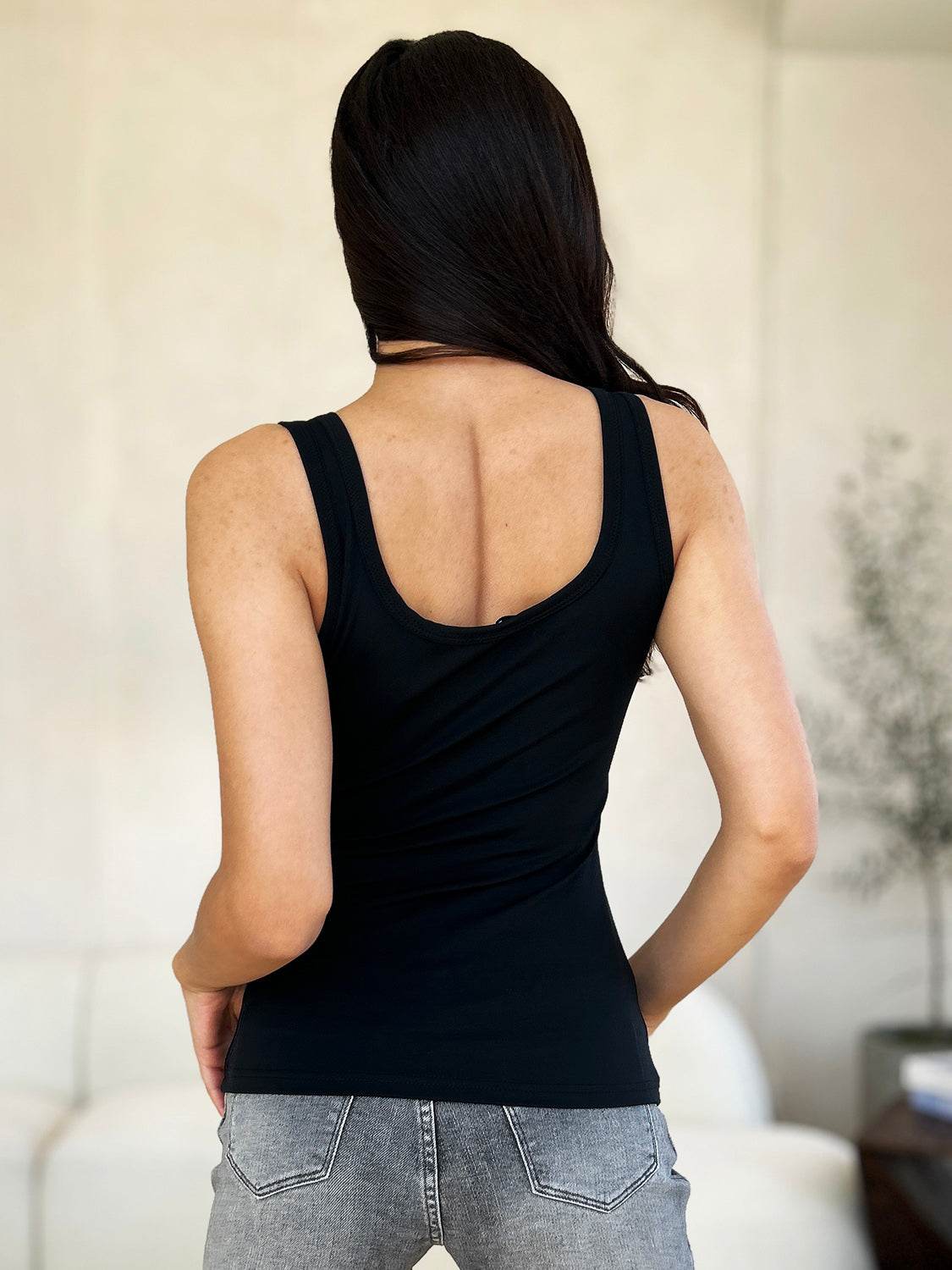 Basic Bae Full Size Square Neck Wide Strap Tank - DaTrendStore.Com