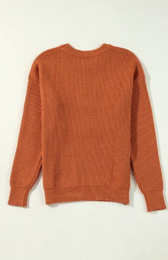 Letter Graphic Round Neck Long Sleeve Sweater - DaTrendStore.Com