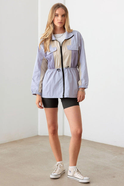 Le Lis Color Block Collared Wind Breaker Jacket