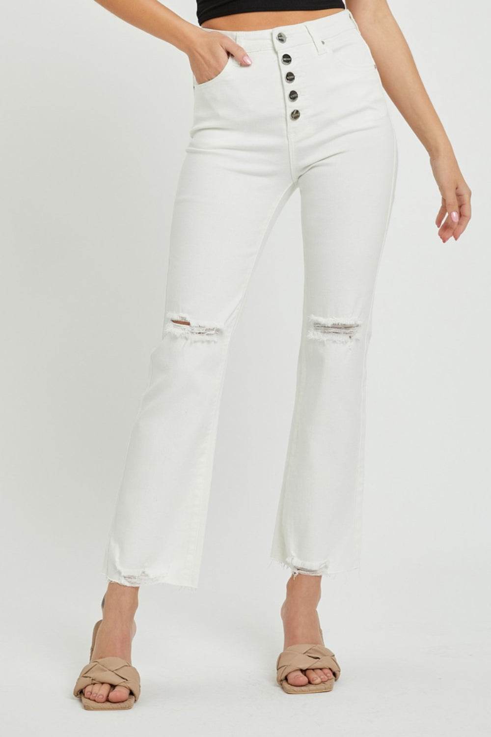 RISEN Full Size High Rise Button Fly Straight Ankle Jeans - DaTrendStore.Com
