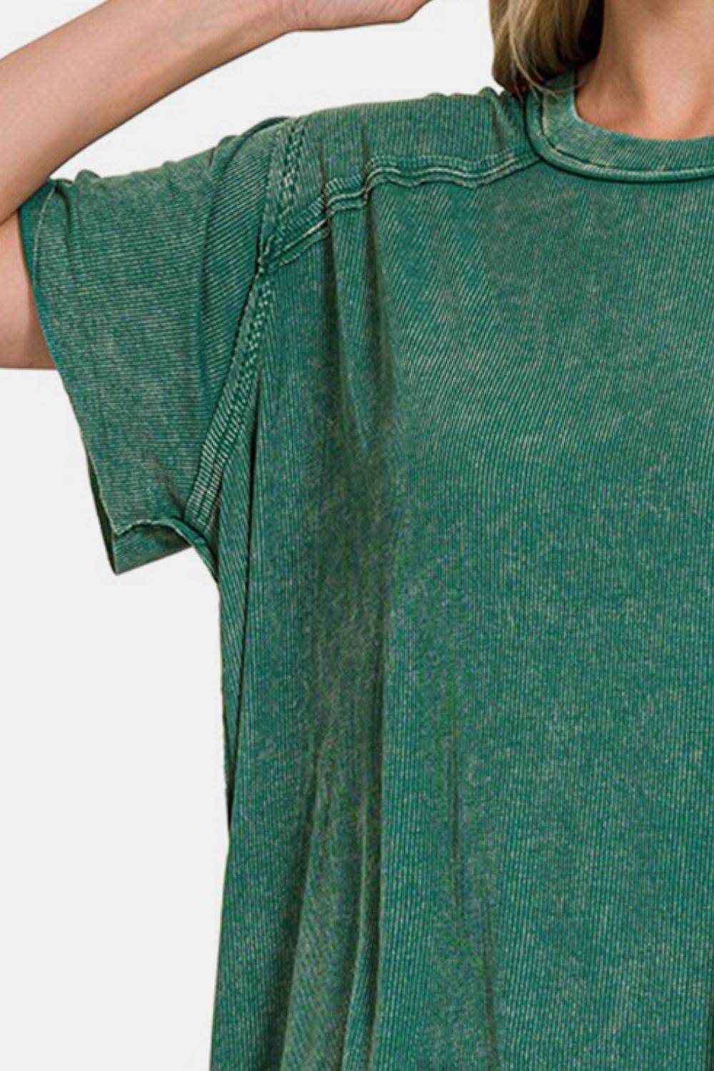 Zenana Washed Ribbed Short Sleeve Top - DaTrendStore.Com