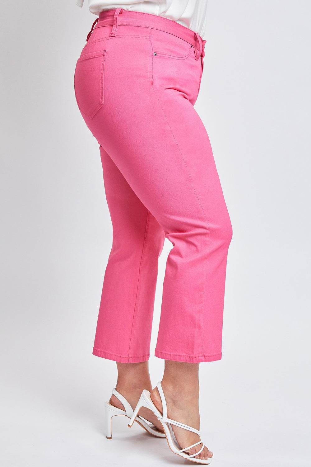 YMI Jeanswear Full Size Mid-Rise Hyperstretch Cropped Straight Pants - DaTrendStore.Com