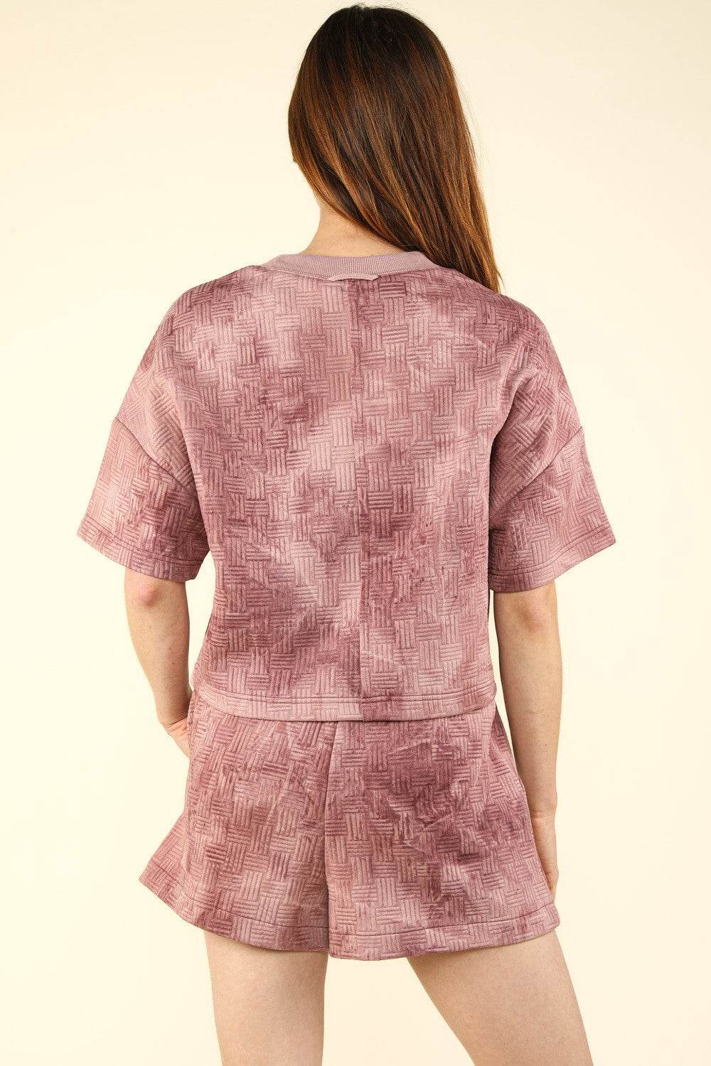 VERY J Quilted Washed Crop Top and Shorts Set - DaTrendStore.Com